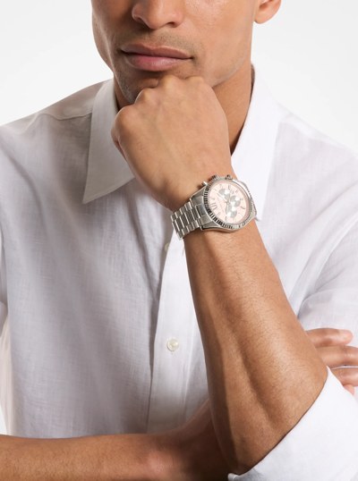 Oversized Lexington Silver-Tone Watch in SILVER | Michael Kors
