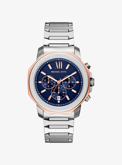 Montre surdimensionn&eacute;e Prescott &agrave; deux tons in ARGENT | Michael Kors