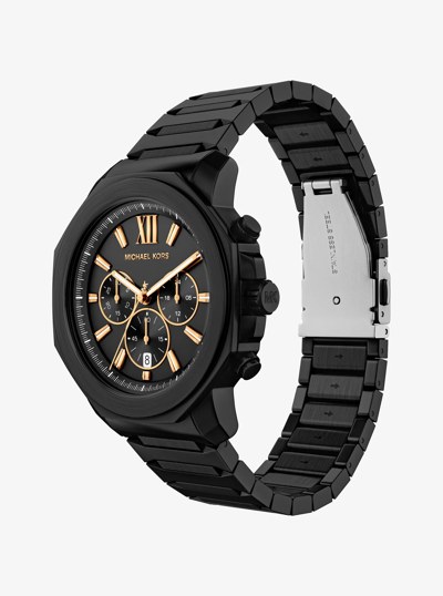 Oversized Prescott Black-Tone Watch in BLACK | Michael Kors