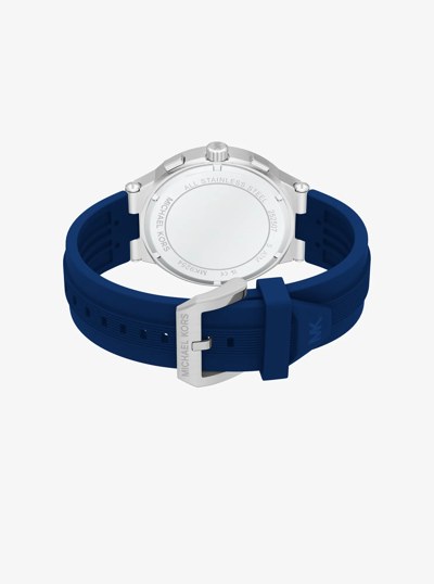 Oversized Billie Silver-Tone and Silicone Watch in NAVY | Michael Kors