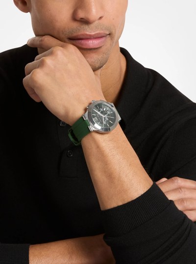 Oversized Billie Gunmetal and Silicone Watch in EVERGREEN | Michael Kors