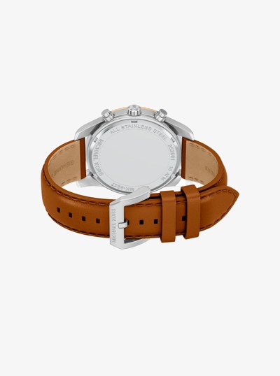 Oversized Lexington Two-Tone and Leather Watch in LUGGAGE | Michael Kors