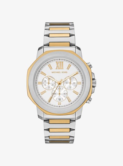 Oversized Prescott Two-Tone Watch in TWO TONE | Michael Kors