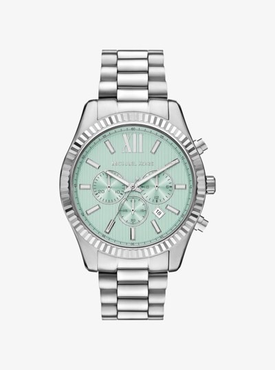Oversized Lexington Silver-Tone Watch in SILVER | Michael Kors