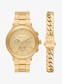 Set de regalo de reloj Billie extragrande en tono dorado y pulsera