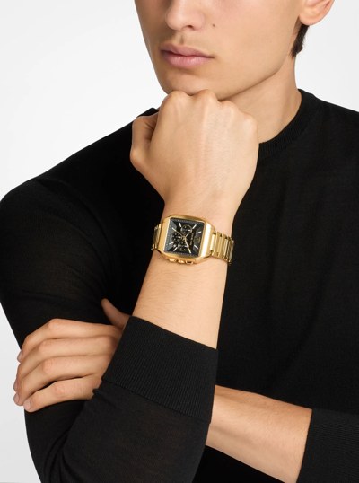 Hayes Oversized Gold-Tone Sport Watch in GOLD | Michael Kors