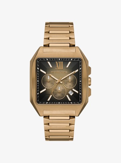 Hayes Oversized Brushed Beige Gold-Tone Sport Watch in BEIGE GOLD | Michael Kors