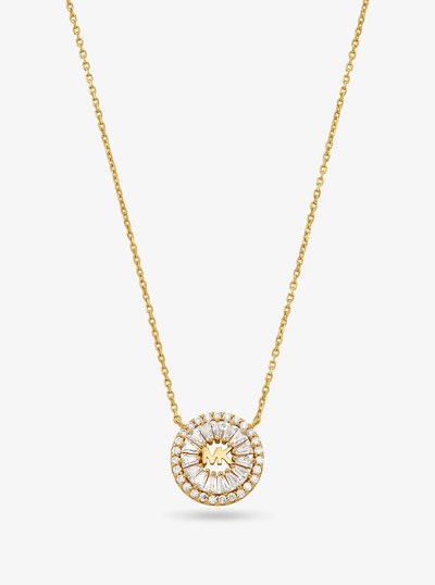 Precious Metal-Plated Sterling Silver Pav&eacute; Halo Necklace in GOLD | Michael Kors