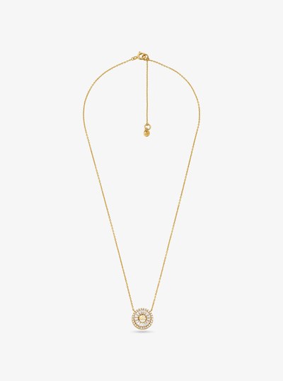 Precious Metal-Plated Sterling Silver Pav&eacute; Halo Necklace in GOLD | Michael Kors
