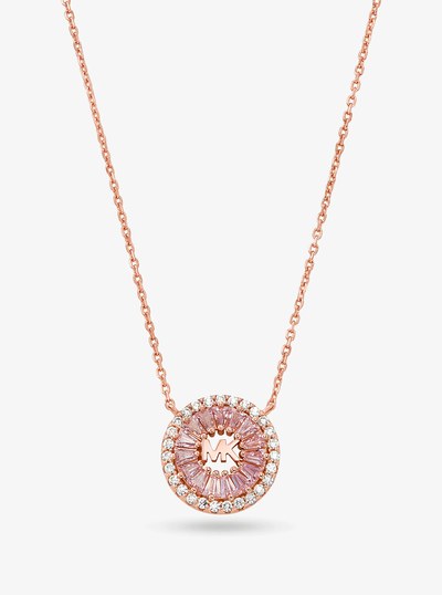 Precious Metal-Plated Sterling Silver Pav&eacute; Halo Necklace in ROSE GOLD | Michael Kors