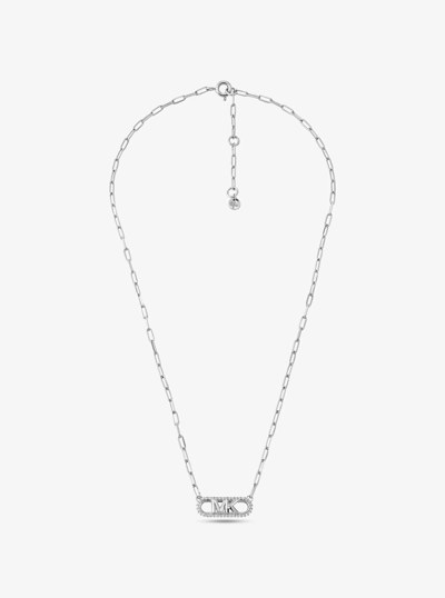 Precious Metal-Plated Sterling Silver Empire Logo Chain Link Necklace in SILVER | Michael Kors