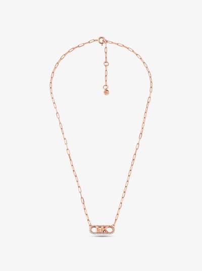 Precious Metal-Plated Sterling Silver Empire Logo Chain Link Necklace in ROSE GOLD | Michael Kors