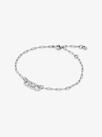 Precious Metal-Plated Sterling Silver Pav&eacute; Empire Logo Chain Link Bracelet