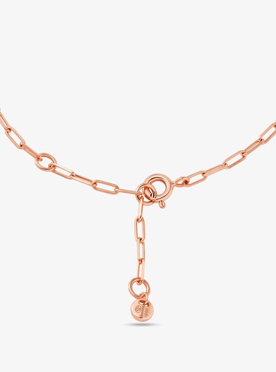 Precious Metal-Plated Sterling Silver Pav&eacute; Empire Logo Chain Link Bracelet in ROSE GOLD | Michael Kors