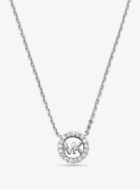 Fulton Precious-Metal Plated Sterling Silver Pav&eacute; Logo Charm Necklace