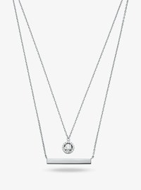Precious Metal-Plated Sterling Silver Pav&eacute; Layered Necklace
