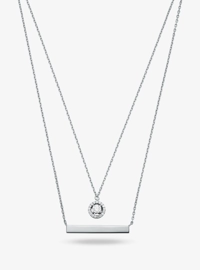 Precious Metal-Plated Sterling Silver Pav&eacute; Layered Necklace in SILVER | Michael Kors