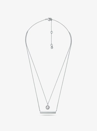 Precious Metal-Plated Sterling Silver Pav&eacute; Layered Necklace in SILVER | Michael Kors