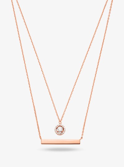 Precious Metal-Plated Sterling Silver Pav&eacute; Layered Necklace in ROSE GOLD | Michael Kors