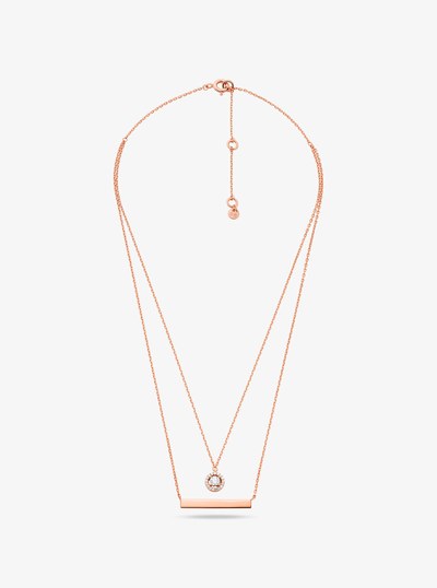 Precious Metal-Plated Sterling Silver Pav&eacute; Layered Necklace in ROSE GOLD | Michael Kors