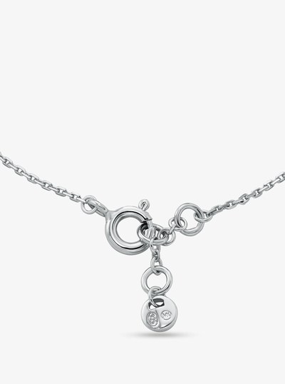 Pav&eacute; Precious Metal-Plated and Sterling Silver Empire Logo Bracelet in SILVER | Michael Kors