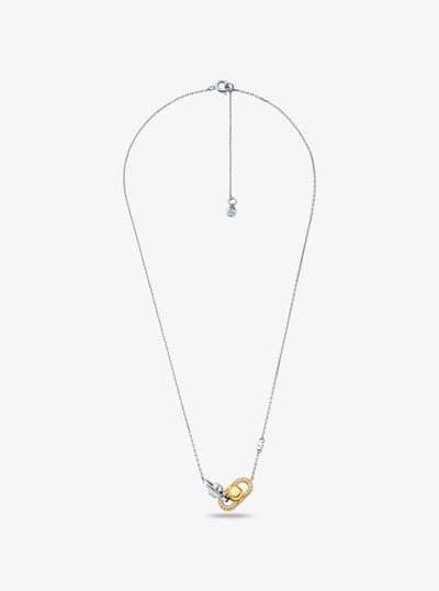 Astor Link Precious Metal-Plated Tone Sterling Silver Pav&eacute; Necklace in TWO TONE | Michael Kors