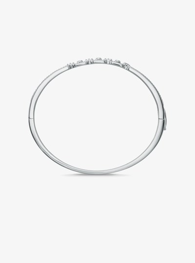 Astor Link Small Precious Metal-Plated Sterling Silver Pav&eacute; Bangle in SILVER | Michael Kors