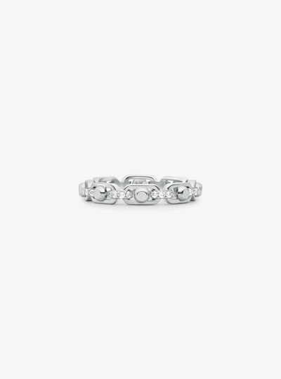 Astor Link Small Precious Metal-Plated Sterling Silver Pav&eacute; Chain Ring in SILVER | Michael Kors