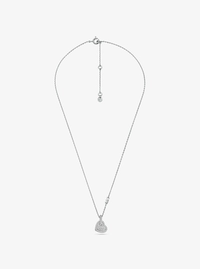 Precious Metal-Plated Sterling Silver Pav&eacute; Heart Necklace in SILVER | Michael Kors