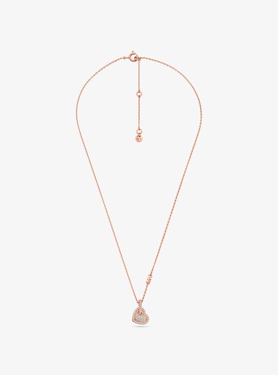 Precious Metal-Plated Sterling Silver Pav&eacute; Heart Necklace in ROSE GOLD | Michael Kors
