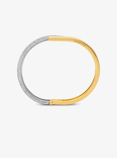 Precious Metal-Plated Pav&eacute; Sterling Silver Bangle in TWO TONE | Michael Kors