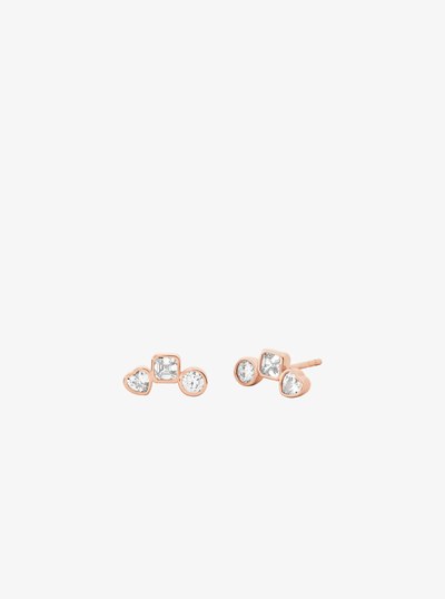 Precious Metal-Plated Cubic Zirconia Necklace and Stud Earrings Set in ROSE GOLD | Michael Kors