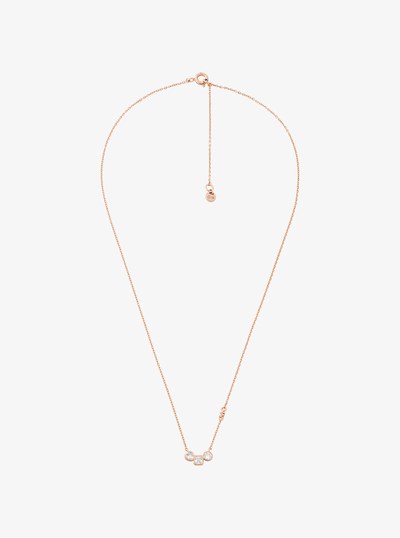 Precious Metal-Plated Cubic Zirconia Necklace and Stud Earrings Set in ROSE GOLD | Michael Kors