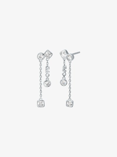 Precious Metal-Plated Sterling Silver Bezel Drop Earrings in SILVER | Michael Kors