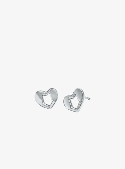 Precious Metal-Plated Sterling Silver Heart Stud Earrings in SILVER | Michael Kors