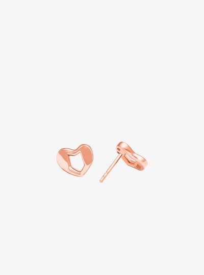 Precious Metal-Plated Sterling Silver Heart Stud Earrings in ROSE GOLD | Michael Kors