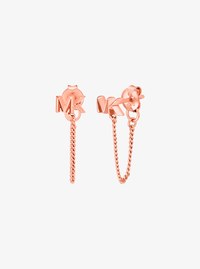 Precious Metal-Plated Sterling Silver Logo Chain Earrings