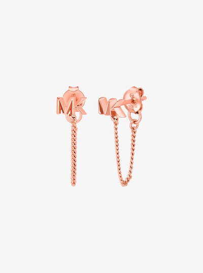 Precious Metal-Plated Sterling Silver Logo Chain Earrings in ROSE GOLD | Michael Kors