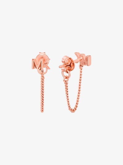 Precious Metal-Plated Sterling Silver Logo Chain Earrings in ROSE GOLD | Michael Kors