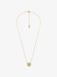 Fulton Precious Metal-Plated Pav&eacute; Logo Charm Necklace