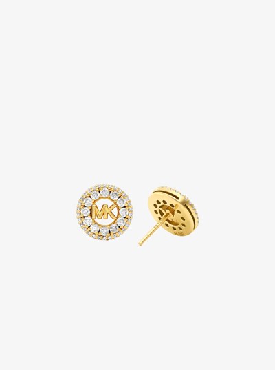 Fulton Precious Metal-Plated Pav&eacute; Logo Charm Stud Earrings in GOLD | Michael Kors