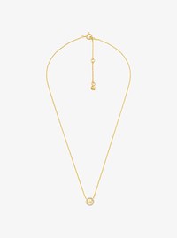 Fulton Precious-Metal Plated Sterling Silver Pav&eacute; Logo Charm Necklace and Earrings Gift Set