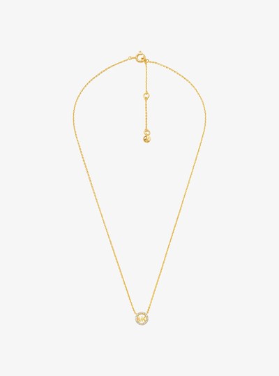 Fulton Precious-Metal Plated Sterling Silver Pav&eacute; Logo Charm Necklace and Earrings Gift Set in GOLD | Michael Kors