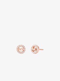 Fulton Precious-Metal Plated Sterling Silver Pav&eacute; Logo Charm Necklace and Earrings Gift Set