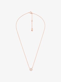 Fulton Precious-Metal Plated Sterling Silver Pav&eacute; Logo Charm Necklace and Earrings Gift Set