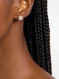Precious Metal-Plated Sterling Silver Pav&eacute; Stud Earrings