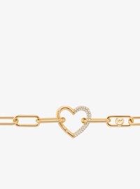Pav&eacute; Heart Curb-Link Bracelet