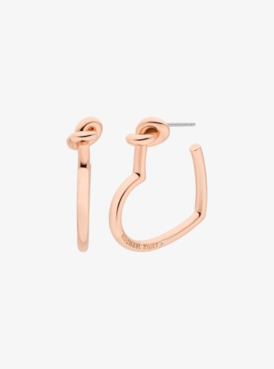 Knotted Heart Hoop Earrings in DORADO ROSA | Michael Kors