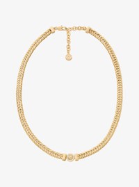Pav&eacute; Logo Foxtail Chain Necklace