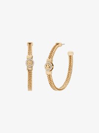 Pav&eacute; Logo Foxtail Chain Hoop Earrings